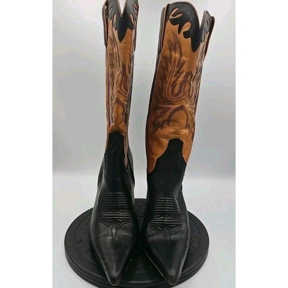Charlie 1 Horse Lucchese Black/ Brown Leather Boot Western Snip-Toe 9.5 B